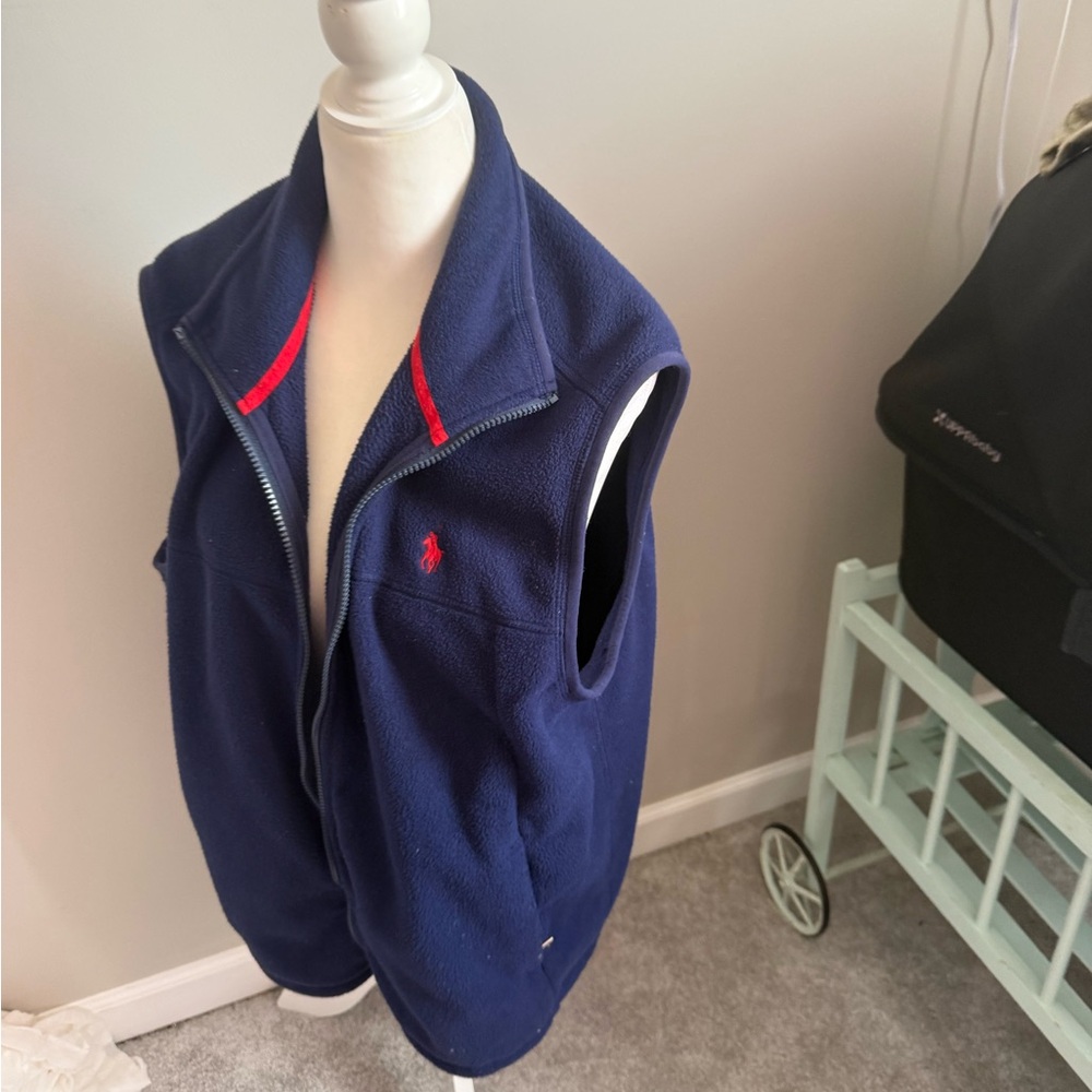 Vintage U.S. Polo. Navy Blue Vest with Red Accents